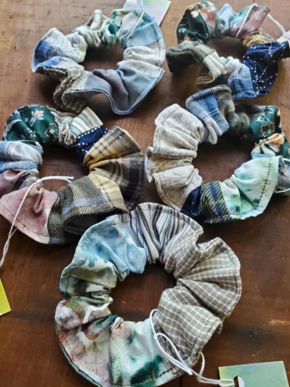 Plaid Patchwork Scrunchie: Handmade Cotton Hair Tie